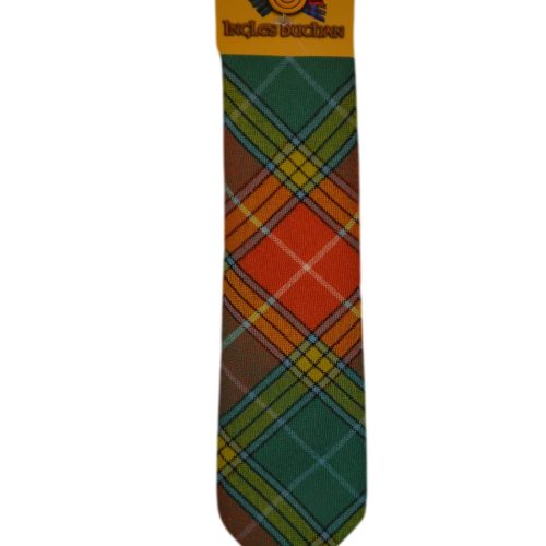 Men's Wool Tartan Tie - Buchanan Old Sett - Orange, Green, Yellow