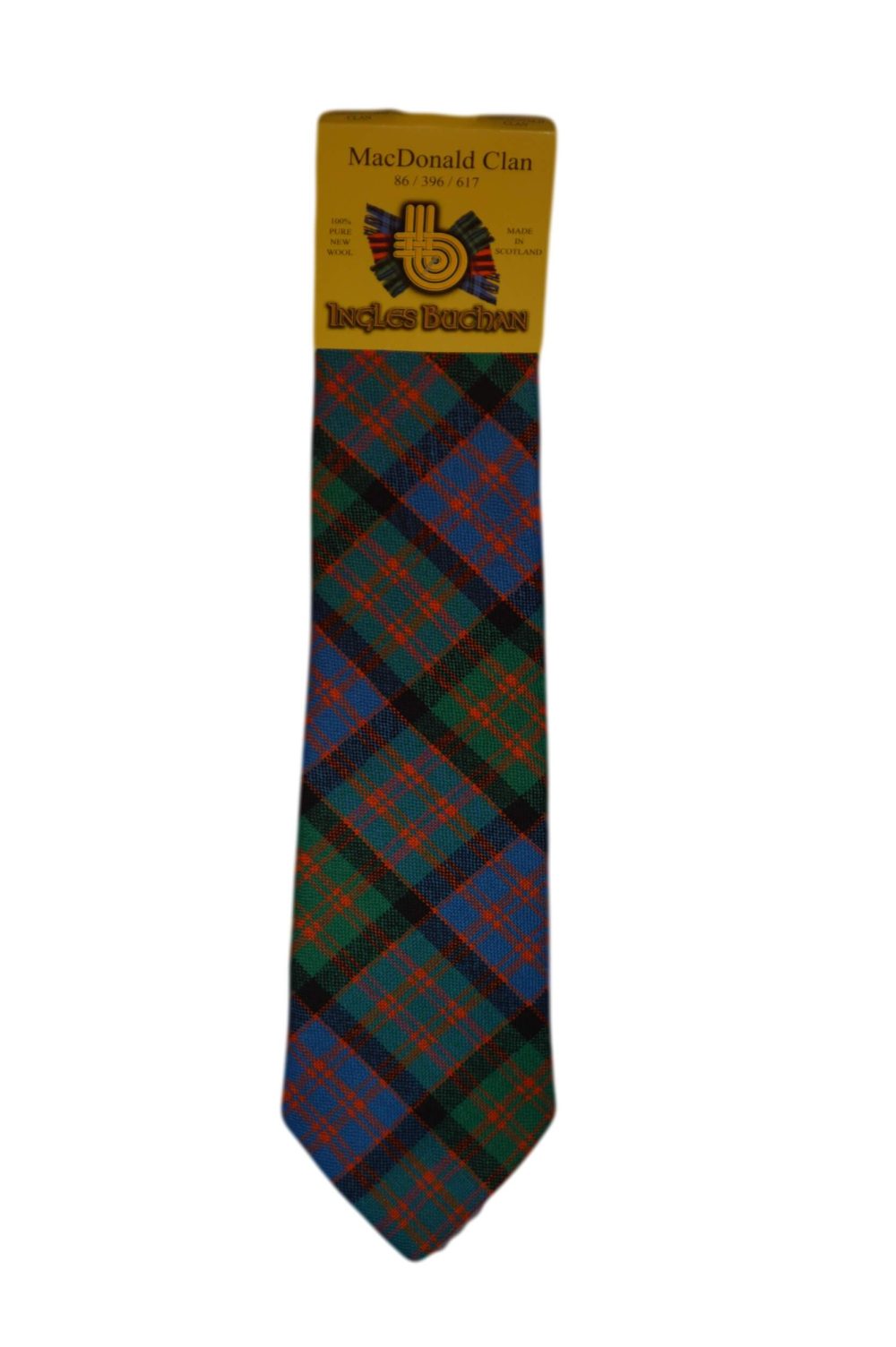 Men's Wool Tartan Tie - MacDonald Ancient - Green, Blue, Orange