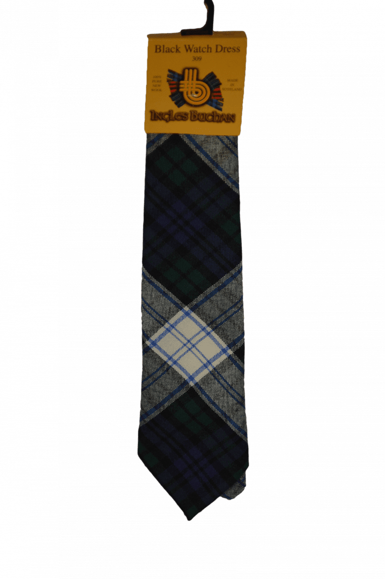 Men's Wool Tartan Tie - Black Watch Dress - Green, Blue, White