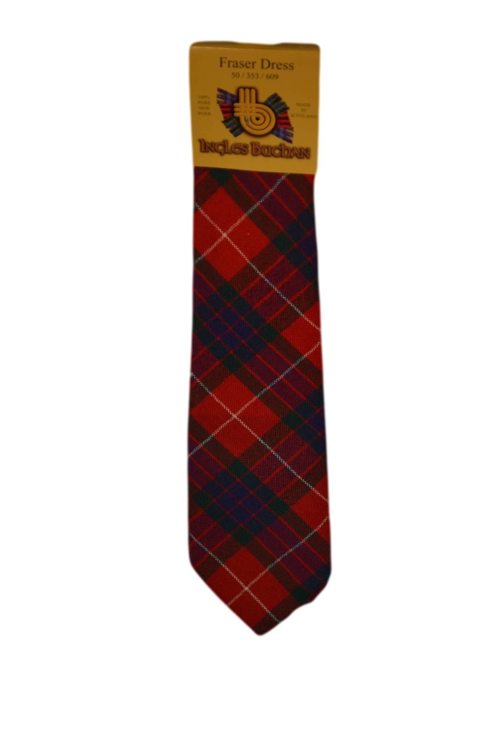 Men's Wool Tartan Tie - Fraser Dress - Red, Navy, White