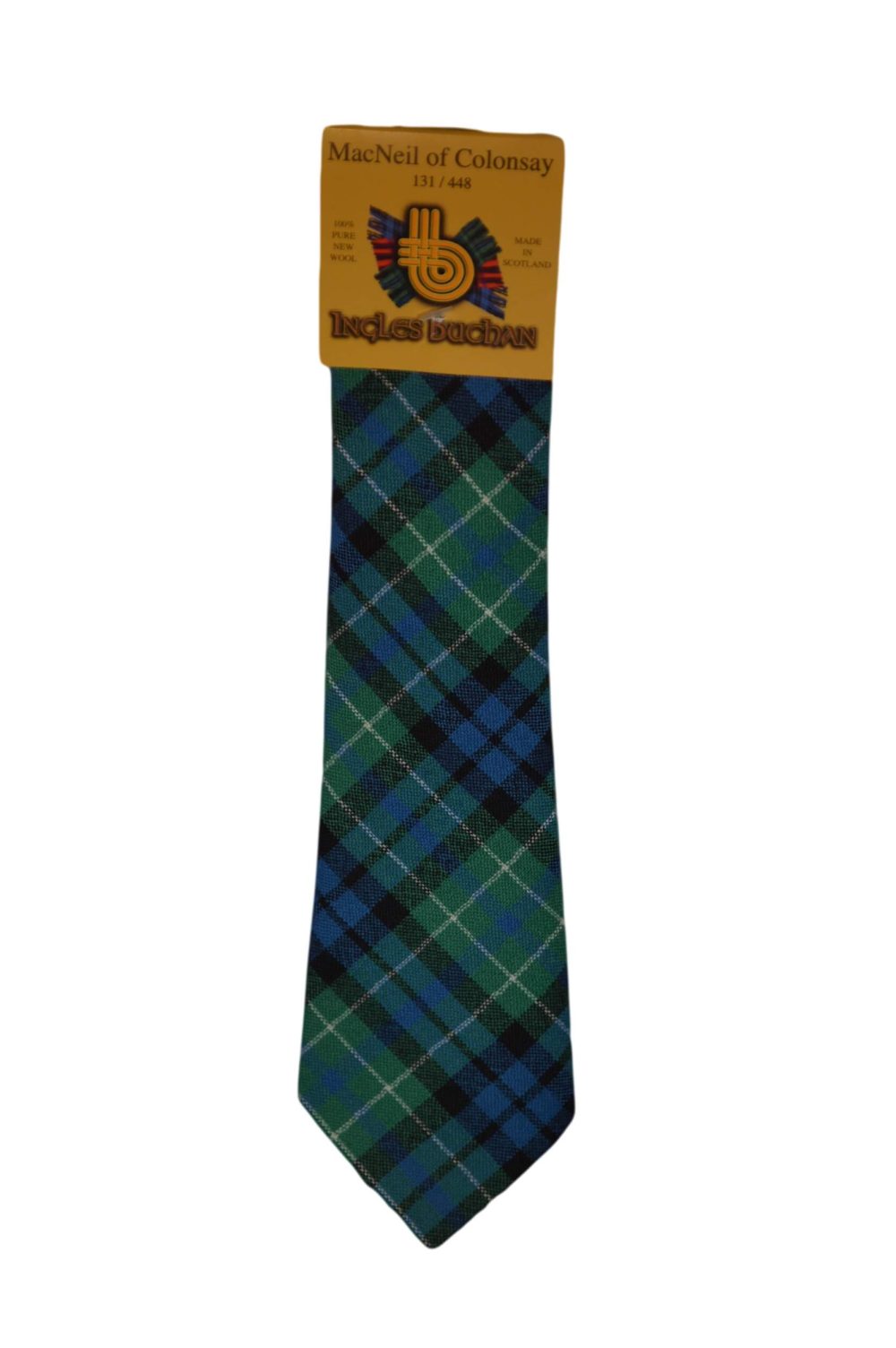 Men's Wool Tartan Tie - MacNeil Colonsay - Blue, Green