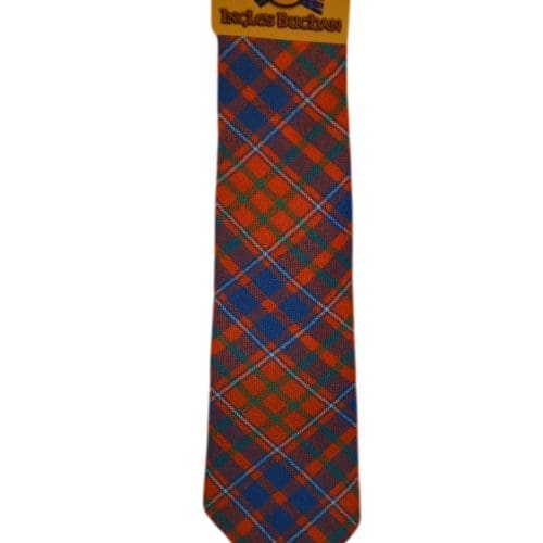 Men's Wool Tartan Tie - Cameron Lochiel Ancient - Orange, Green, Blue