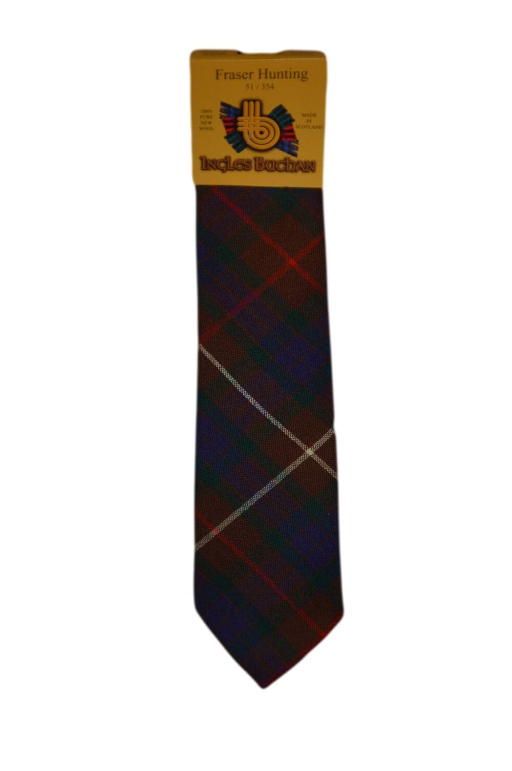 Men's Wool Tartan Tie - Fraser Hunting Modern - Navy, Brown, Red