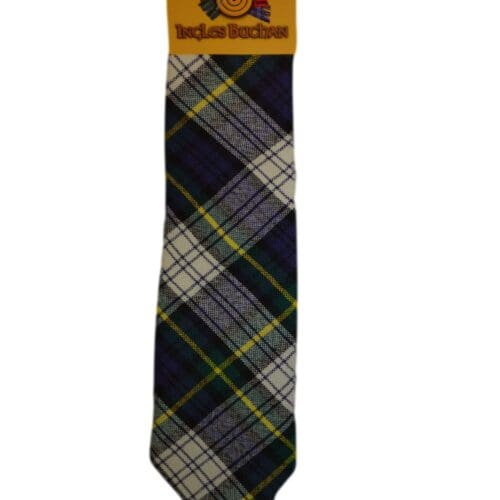 Men's Wool Tartan Tie - Gordon Dress Modern - Navy, White, Yellow