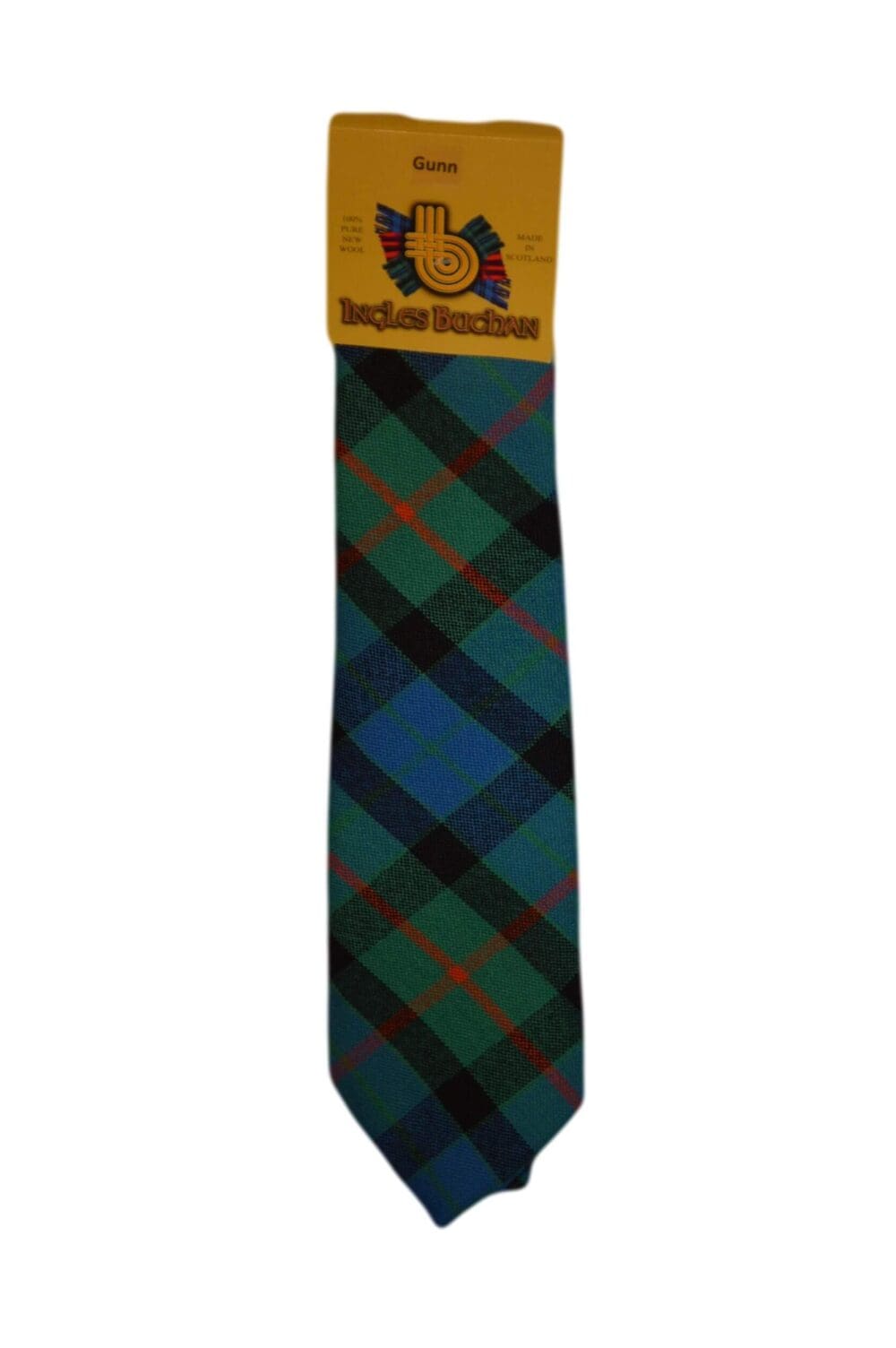 Men's Wool Tartan Tie - Gunn Ancient - Blue, Green, Red