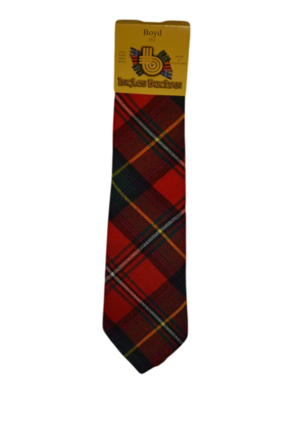 Men's Wool Tartan Tie - Boyd Modern - Red, Yellow, White
