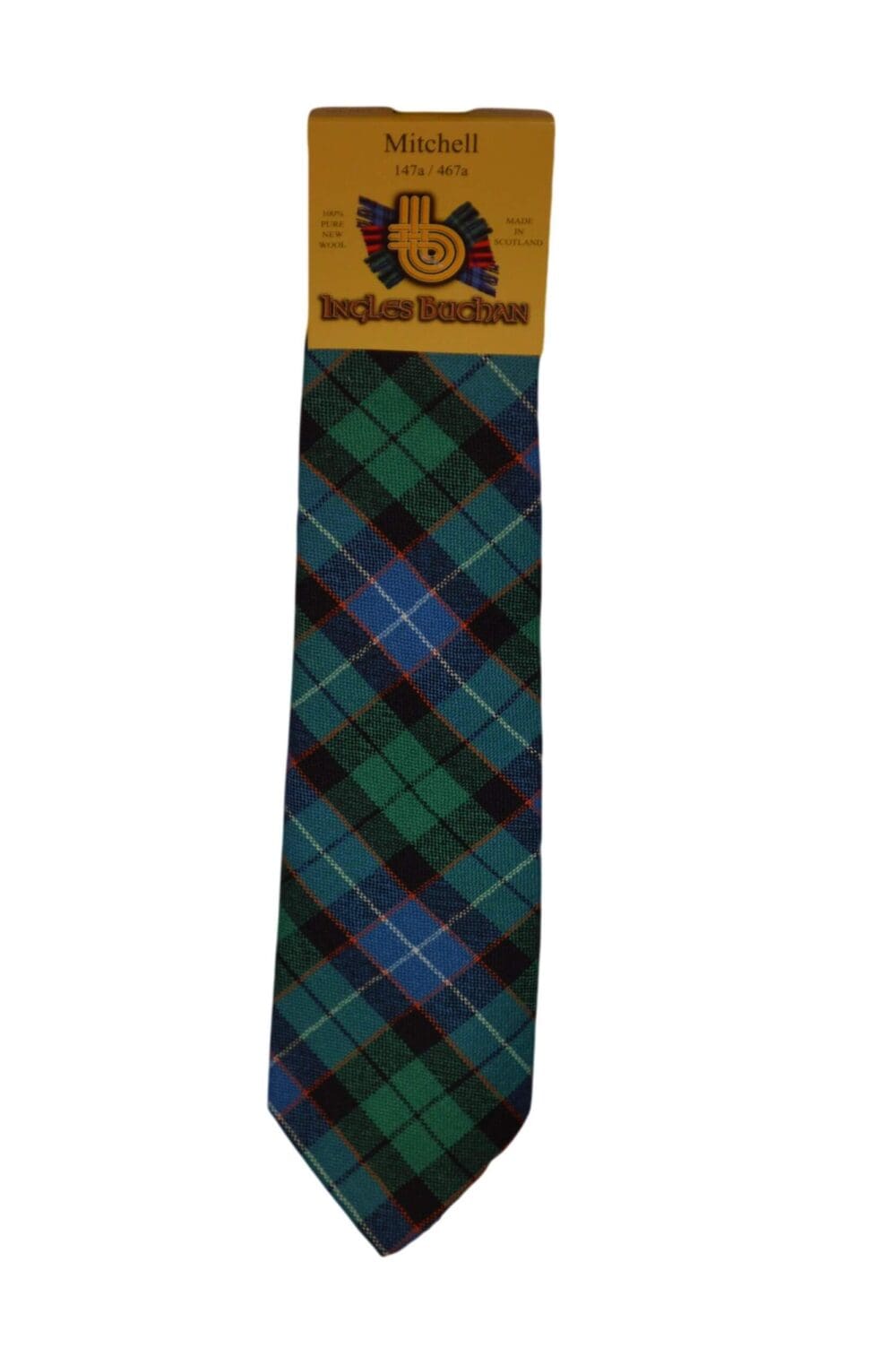 Men's Wool Tartan Tie - Mitchell Ancient - Green Blue