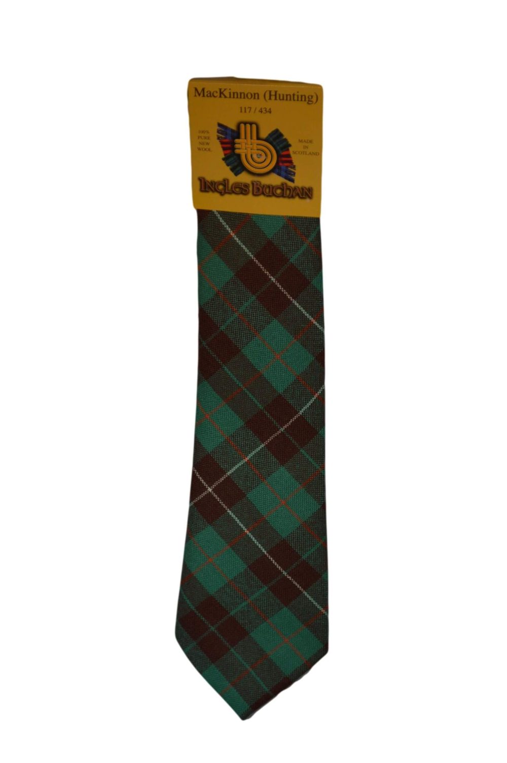 Men's Wool Tartan Tie - MacKinnon Hunting Ancient - Green, Brown