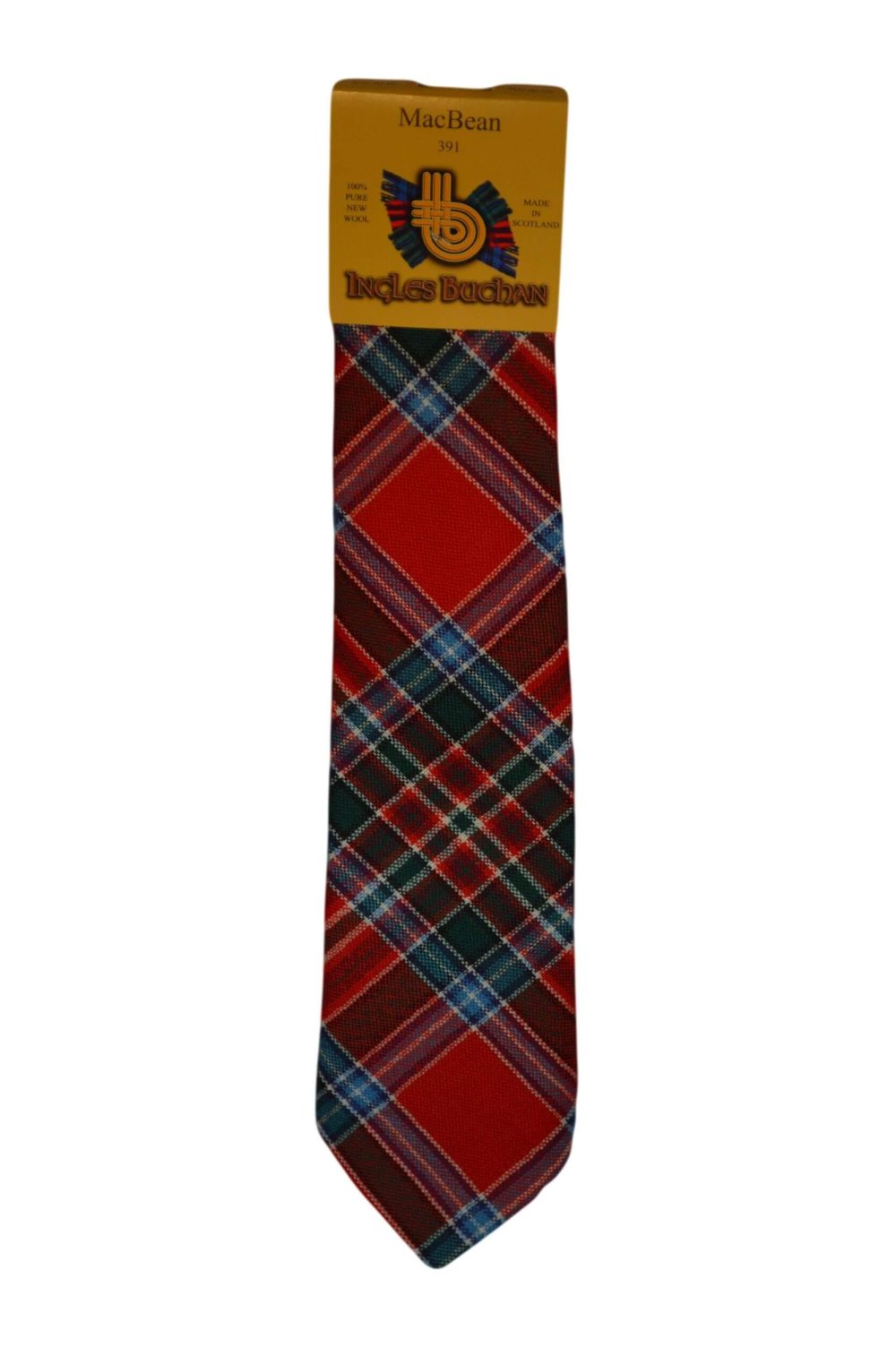 Men's Wool Tartan Tie - MacBean Modern - Red, Green