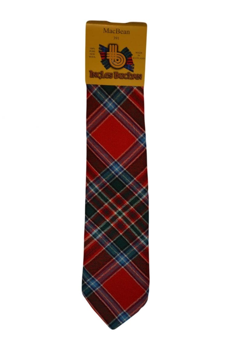 Men's Wool Tartan Tie - MacBean Modern - Red, Green