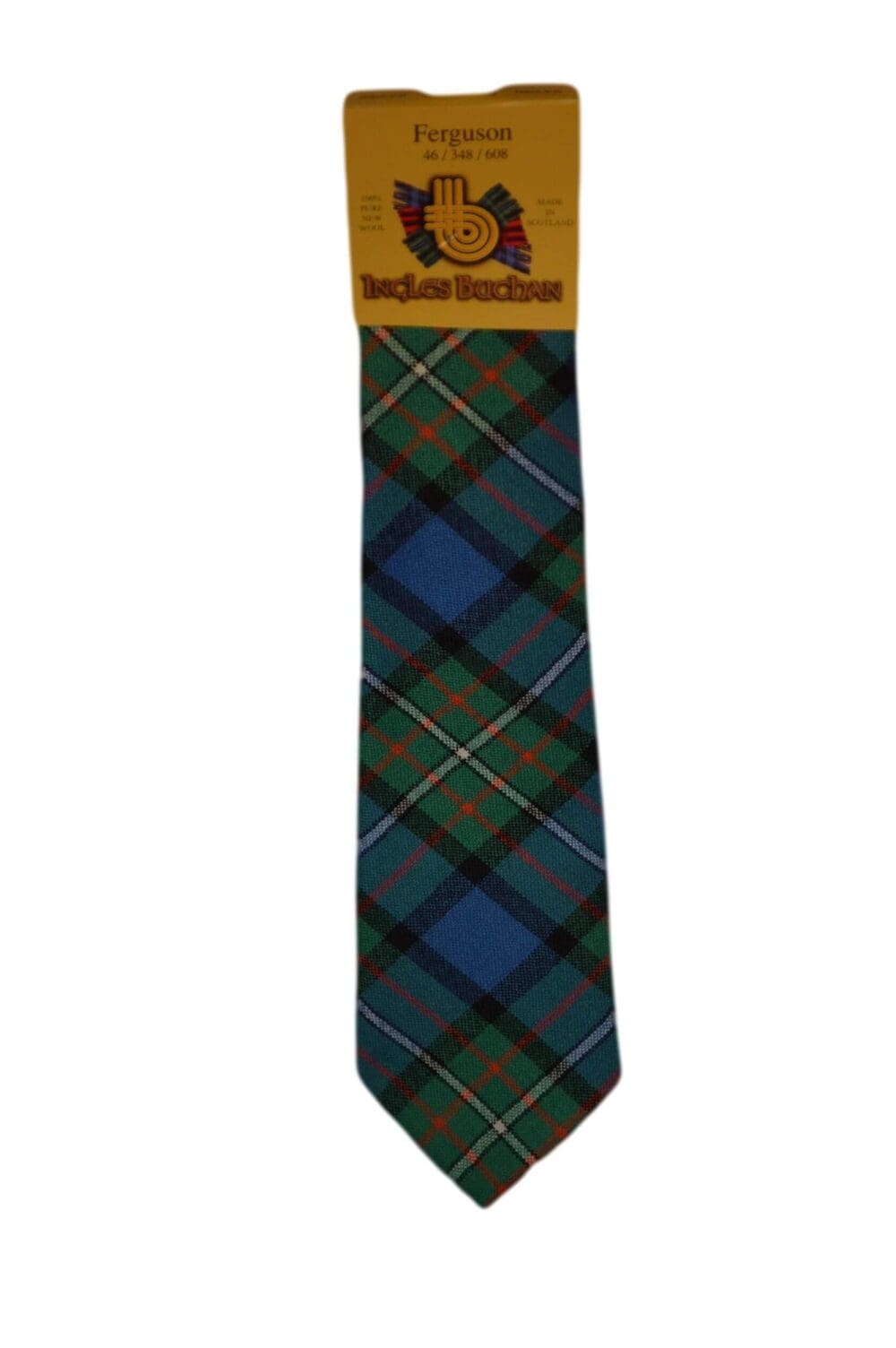 Men's Wool Tartan Tie - Ferguson Ancient - Green, Blue, Red, White