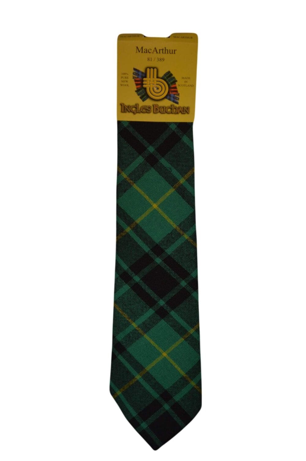 Men's Wool Tartan Tie - MacArthur Ancient - Green, Black