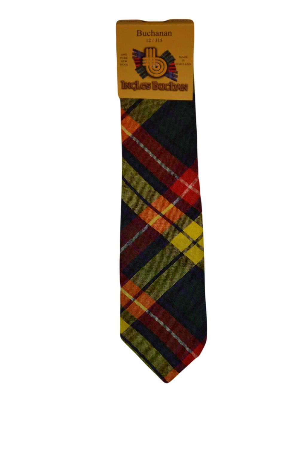 Men's Wool Tartan Tie - Buchanan Modern - Red, Green, Yellow