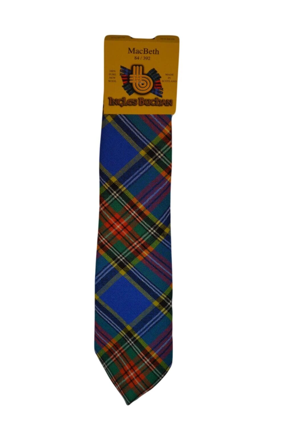 Men's Wool Tartan Tie - MacBeth Ancient - Blue, Red