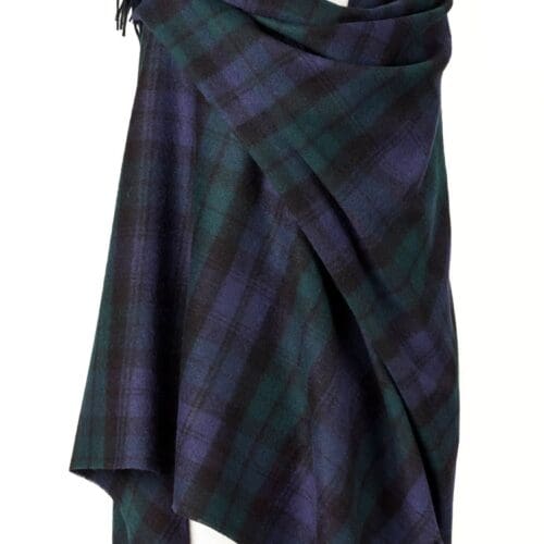 Ladies Black Watch Tartan Lambswool Shawl/Cape