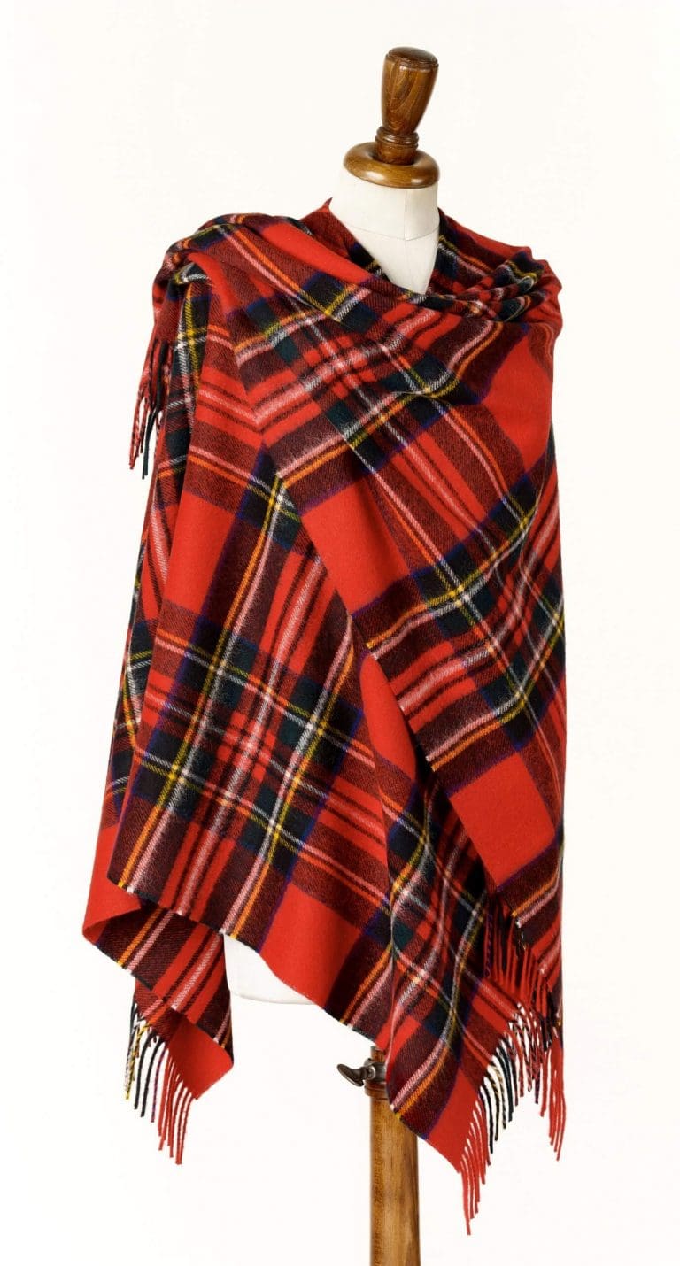 Ladies Royal Stewart Tartan Lambswool Shawl/Cape