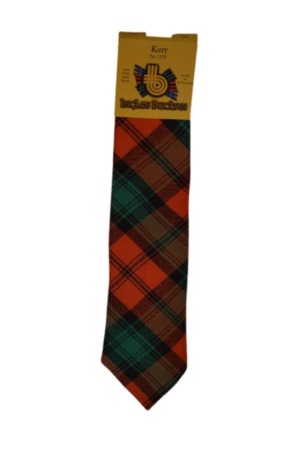 Men's Wool Tartan Tie - Kerr Ancient - Orange, Green