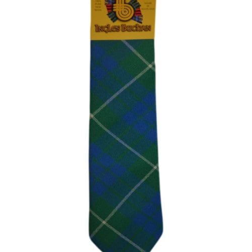 Men's Wool Tartan Tie - Hamilton Hunting Ancient - Green, Blue, White