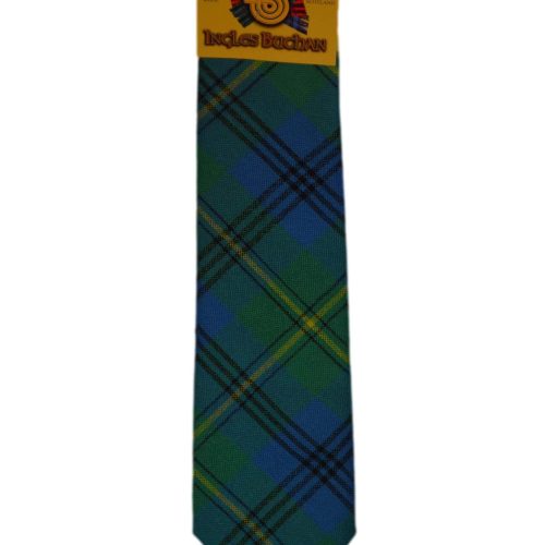 Men's Wool Tartan Tie - Johnstone Ancient - Green, Blue, Yellow