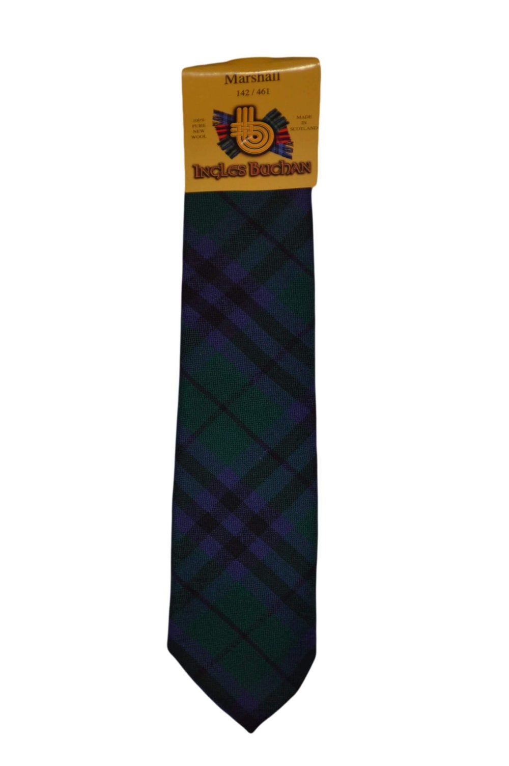 Men's Wool Tartan Tie - Marshall Modern - Green, Navy