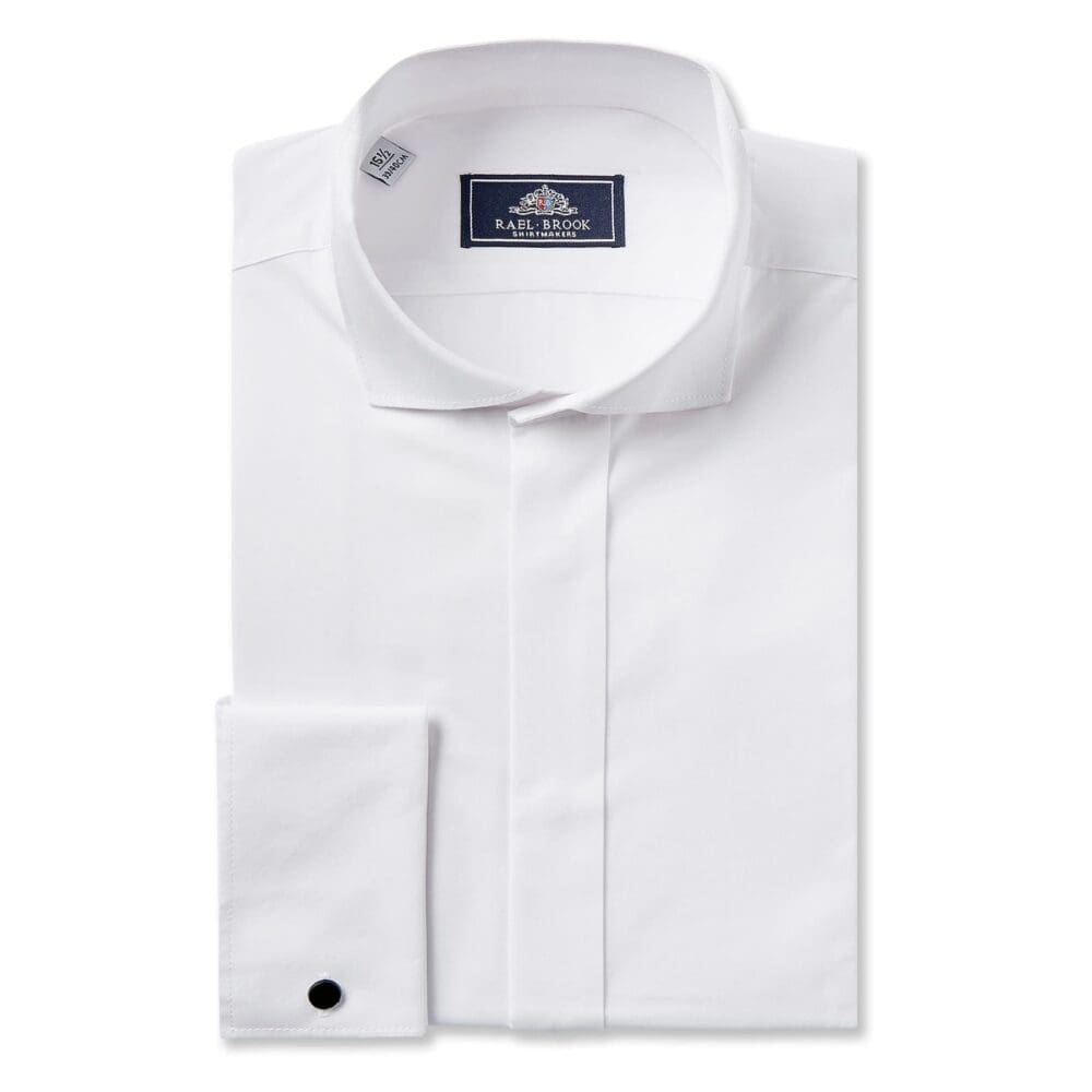 Plain Front Dress Shirt with Swept Wing Collar
