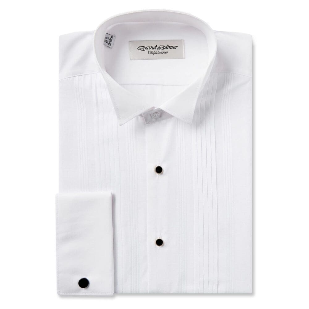 Pleated Front Dress Shirt with Studs in Wing Collar House of Henderson