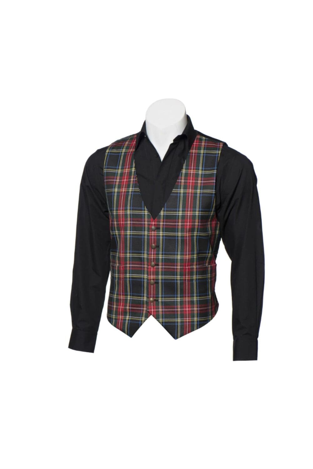 Black Stewart Tartan Waistcoat - Image 2