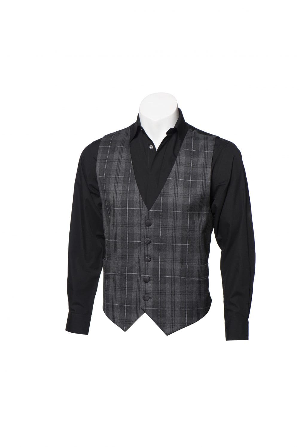Grey Granite Tartan Waistcoat - Image 2