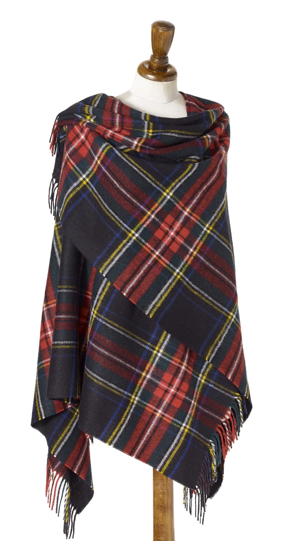 Ladies Black Stewart Tartan Lambswool Shawl