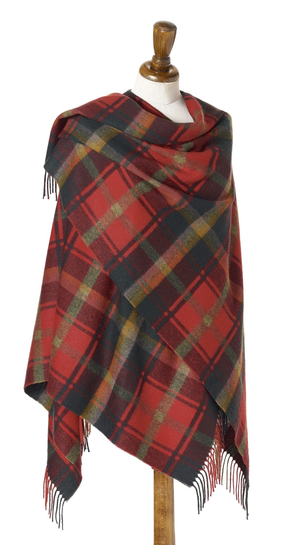 Ladies Dark Maple Tartan Lambswool Shawl