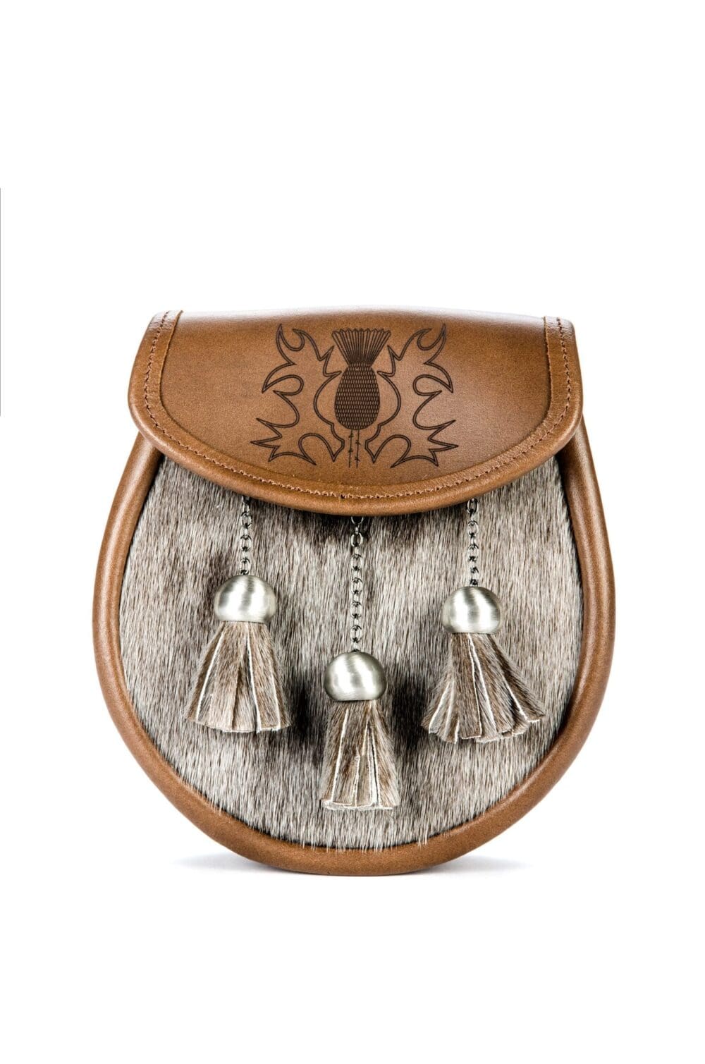 Brown Thistle Semi Dress Sporran in Seal Skin