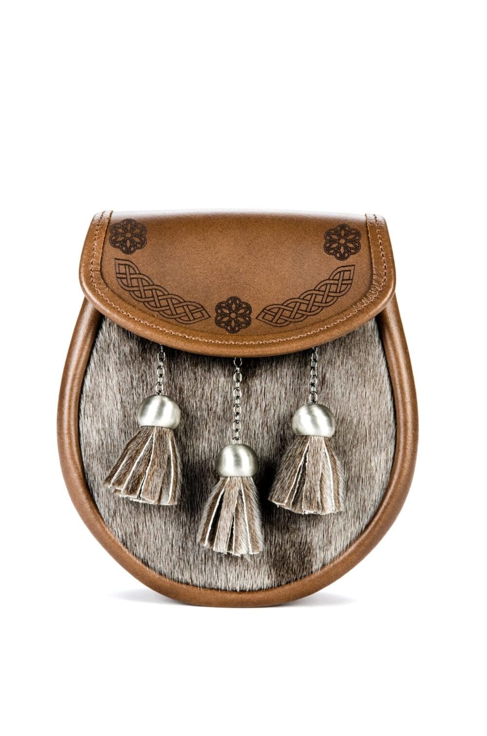 Brown Celtic Semi Dress Sporran in Seal Skin