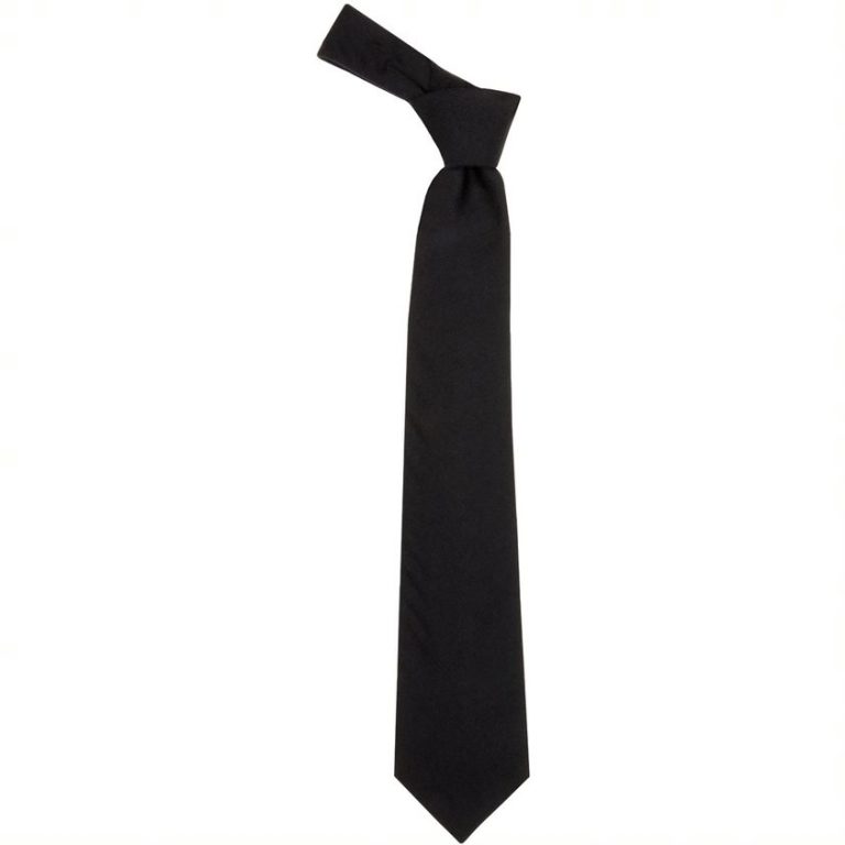 Black Plain Wool Tie