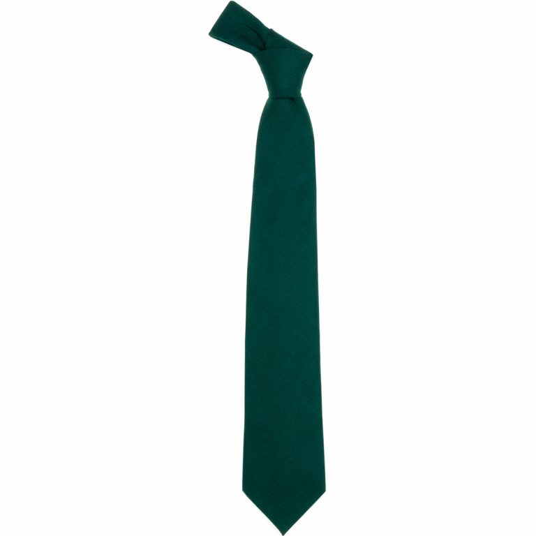 Bottle Green Plain Wool Tie
