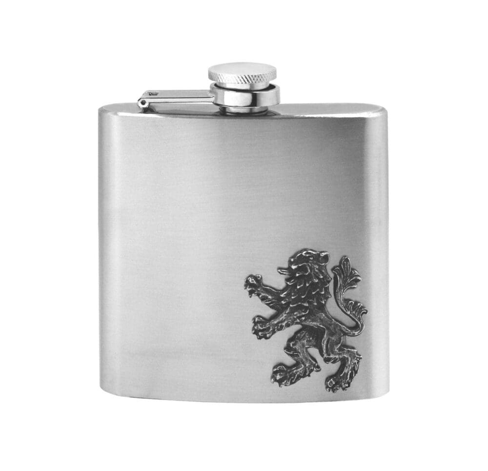 6oz Hipflask with Lion Rampant Emblem