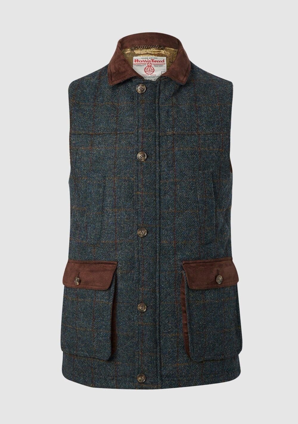 Bucktrout Blue Harris Tweed Chuck Gilet