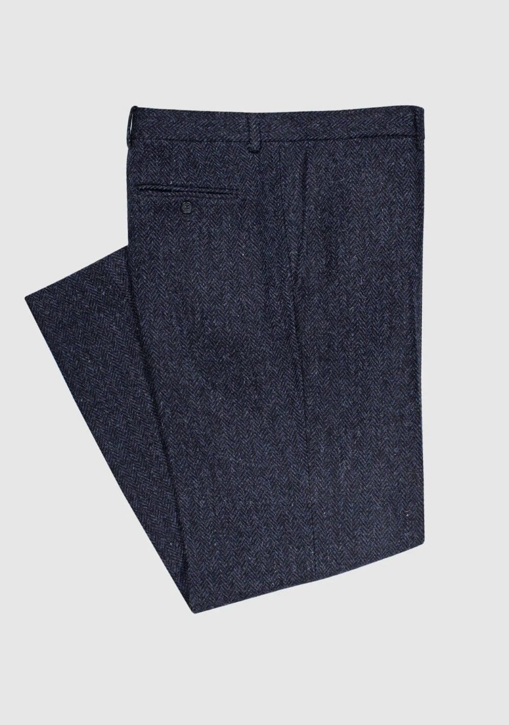 Bucktrout Mens Navy Herringbone Harris Tweed Trousers