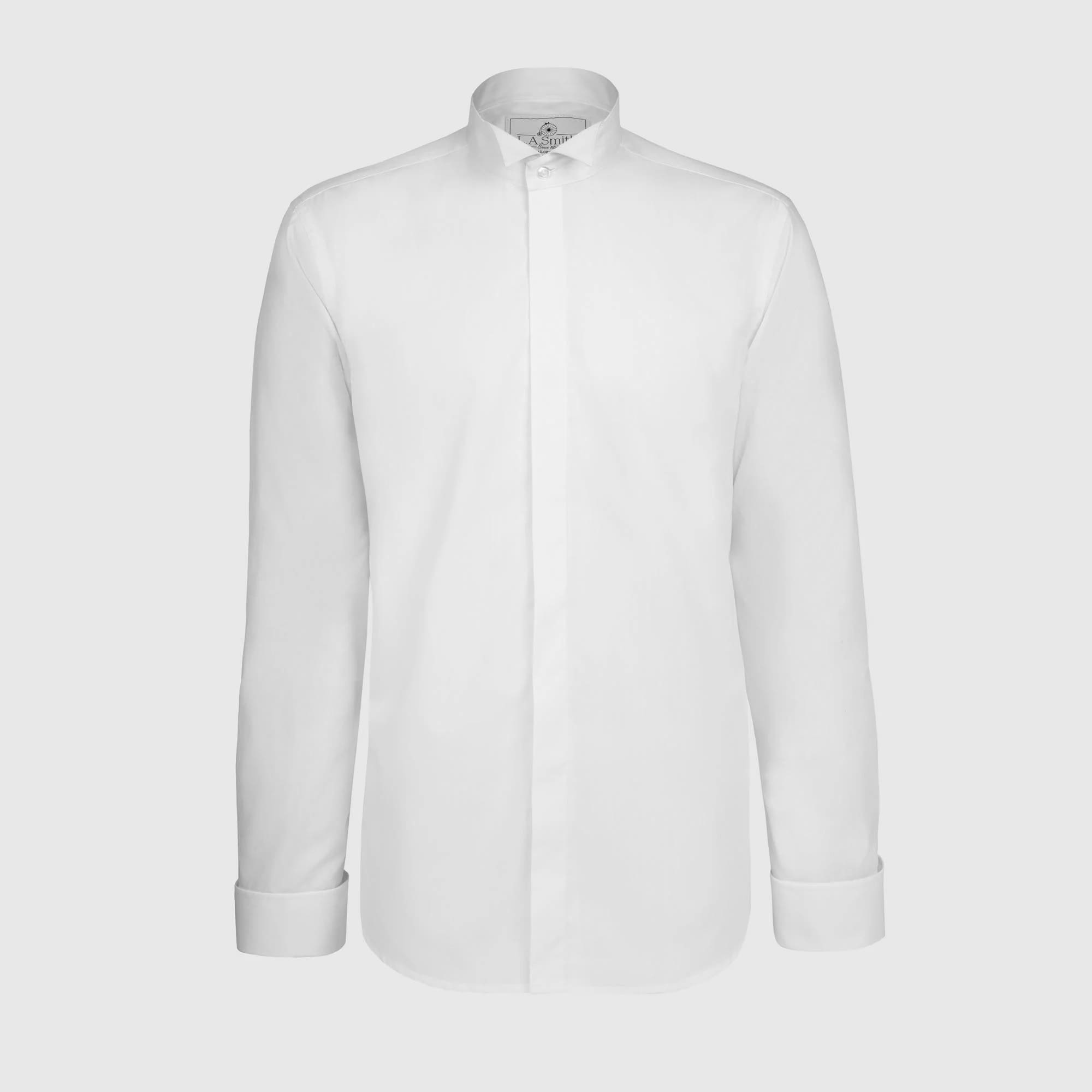 Plain Front Dress Shirt with Wing Collar
